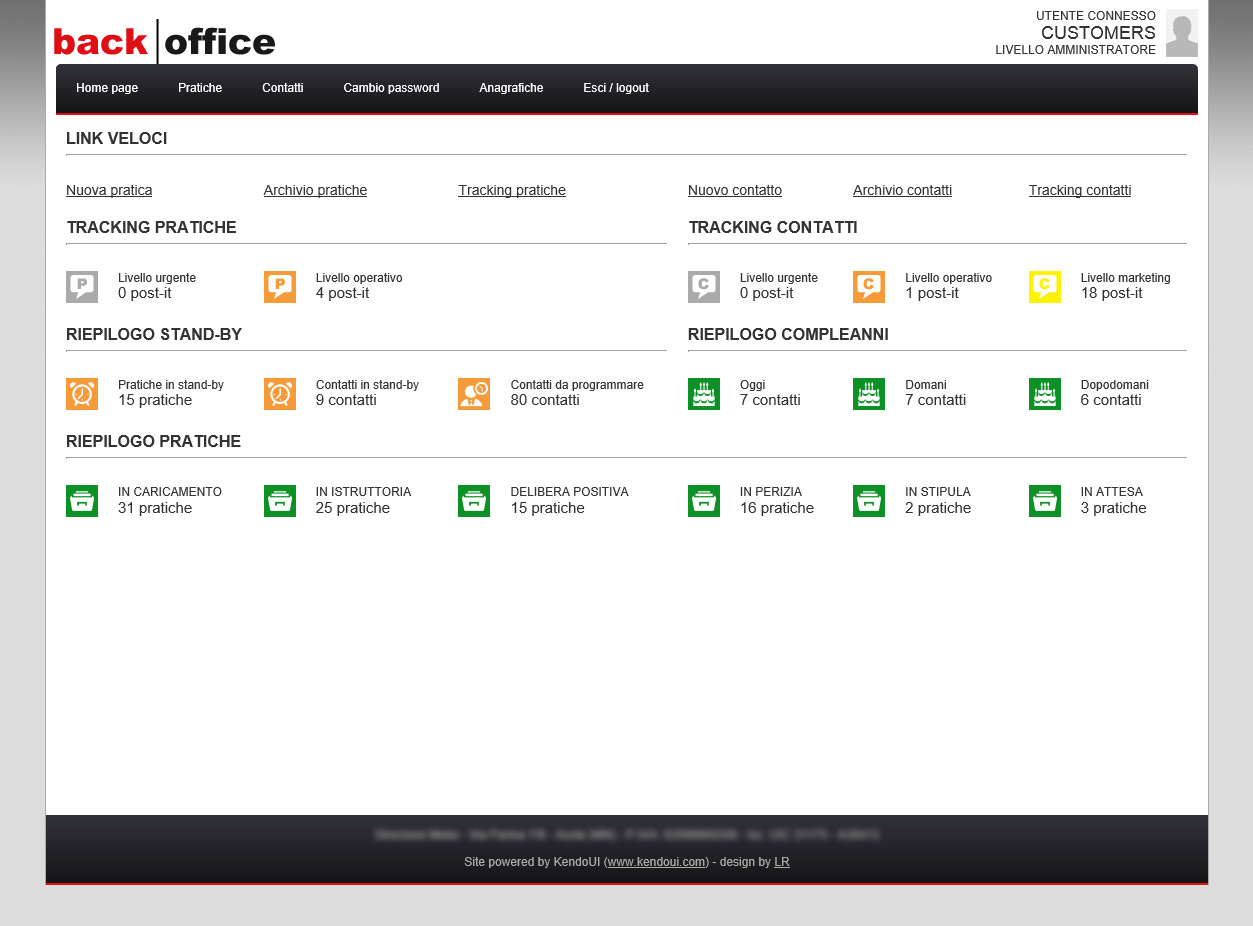 Backoffice per agenzia del credito
